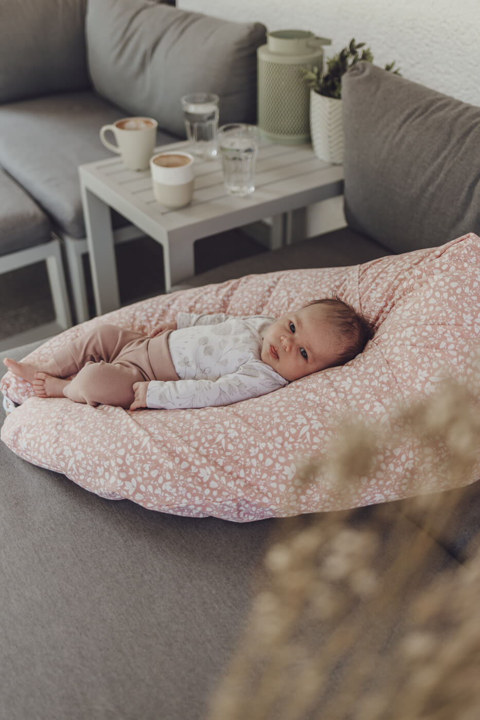 Baby Lagerungsbezug Blütentraum altrosa
