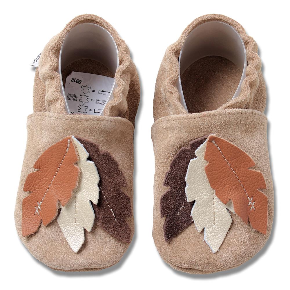 Kinderschuhe Federn braun