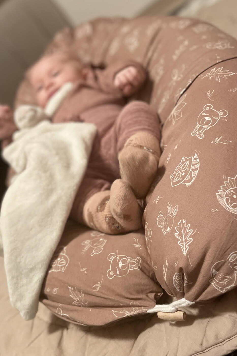 Baby Lagerungsbezug Waldbewohner cappuccino
