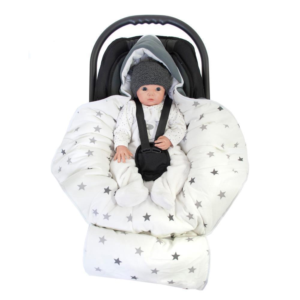 Einschlagdecke XL grau/Sternenmuster weiß, Baby, Person, Gesicht, Kopf