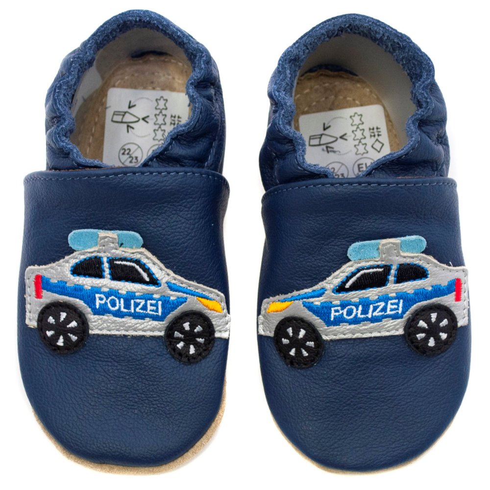Kitaschuhe Polizeiauto dunkelblau 28/29 (3 - 3½ Jahre) Kautschuksohle